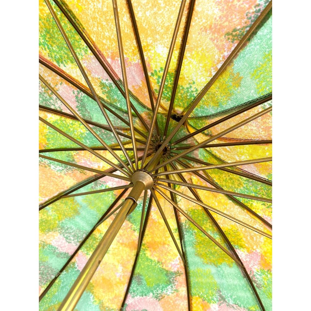 SOLD Vintage midcentury colorful spring pastel pagoda umbrella parasol - Picture 5 of 9